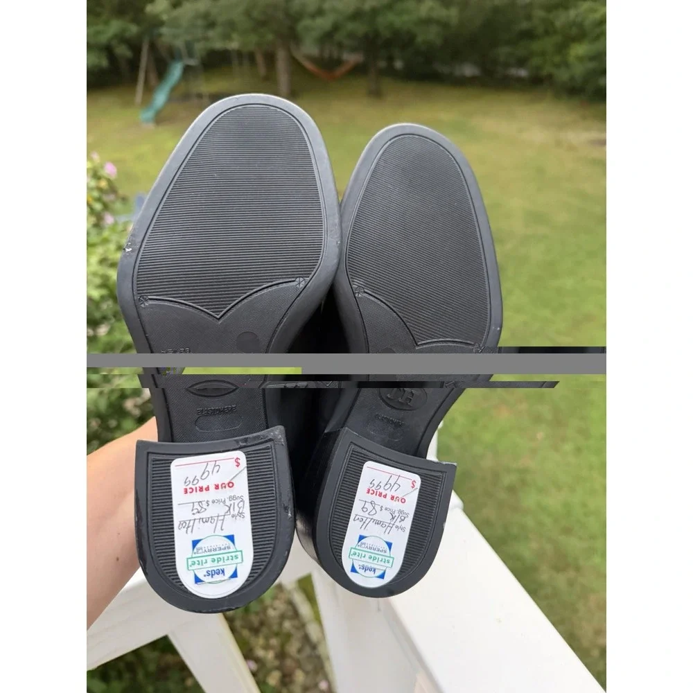 Tommy Hilfiger Black Leather Chunky Lug Sole Loafers Block Heel Shoes Womens 6